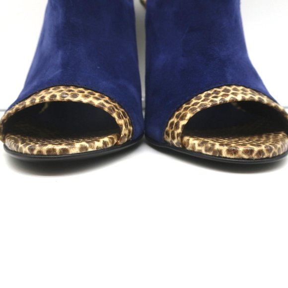 BOTTEGA VENETA SLINGBACK SANDALS NAVY SUEDE AND NATURAL SNAKESKIN SIZE 39 NEW - Picture 5 of 11